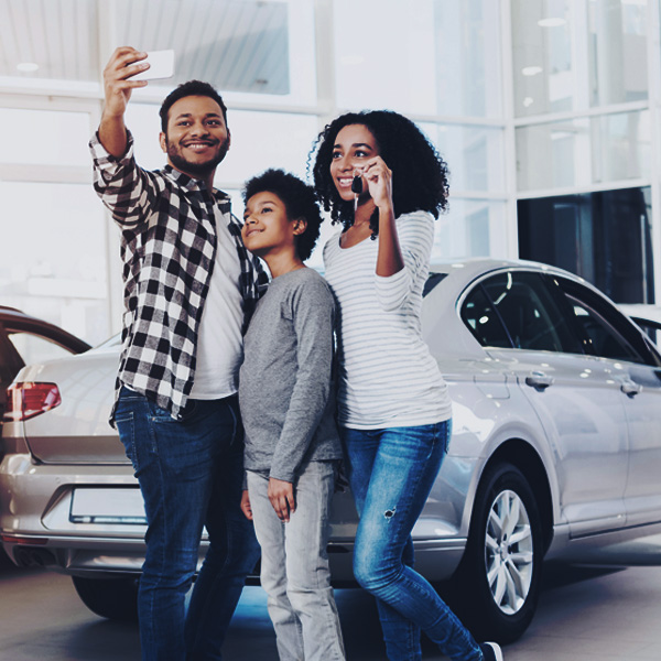 Family with New Car